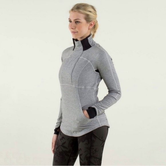 Lululemon Base Runner 1/2 Zip Heathered Herringbone Jacket Size 12 - Picture 2 of 13